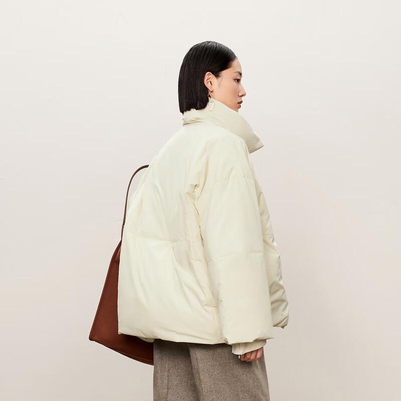 LESS 2024 Autumn Loose Fit Stand Collar Short Down Jacket