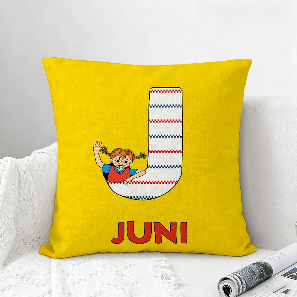 Book Pippi Longstocking Cushion Cover Natural Linen Pillowcase Set AllinOne Decor for Sofa Bedroom Chair