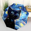 1pc Starry Night Kitten Automatic Opening and Closing Umbrella - Small Umbrella Suitable for Various Occasions, Portable 3-Fold Small Umbrel
