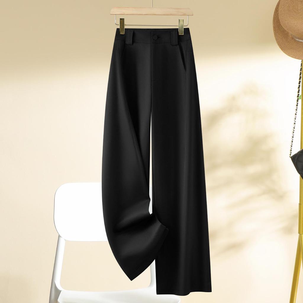 Women's High-Waist Wide Leg Trousers: 2025 Spring/Autumn Fashion, Versatile, Trendy, Slimming, Straight-Leg Casual Pants