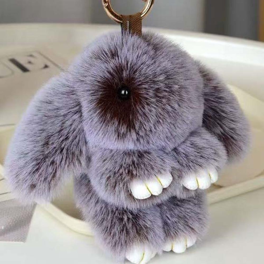 Lovely Play Dead Rabbit Doll Fluffy Plush Rabbit Pendant Rabbit Fur Keychain  Children's Toys