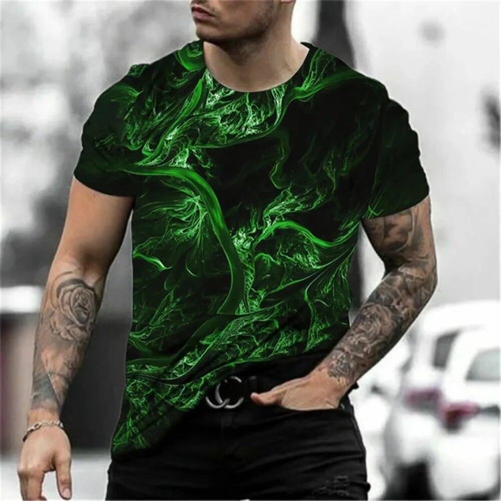 3D Cartoon Pattern Short Sleeve Summer Trend Fashion Street Hip Hop Style Loose Comfortable Round Neck T-Shirt Men Clothing