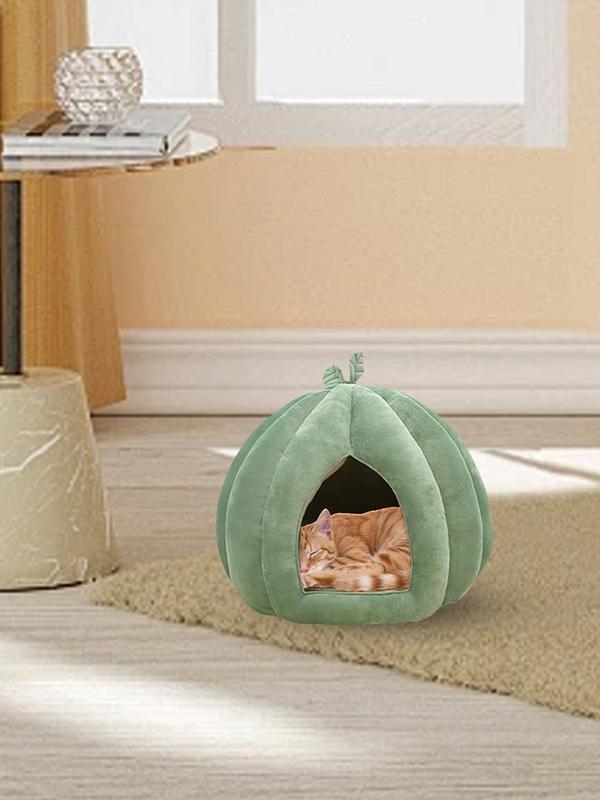 Kürbis-Katzenbett, Haustierhaus, geschlossenes Katzennest, tiefer Schlafkomfort im Winter, Katzenbett, Haustierzelt für Kätzchen, kleine Hunde, Heimtierbedarf