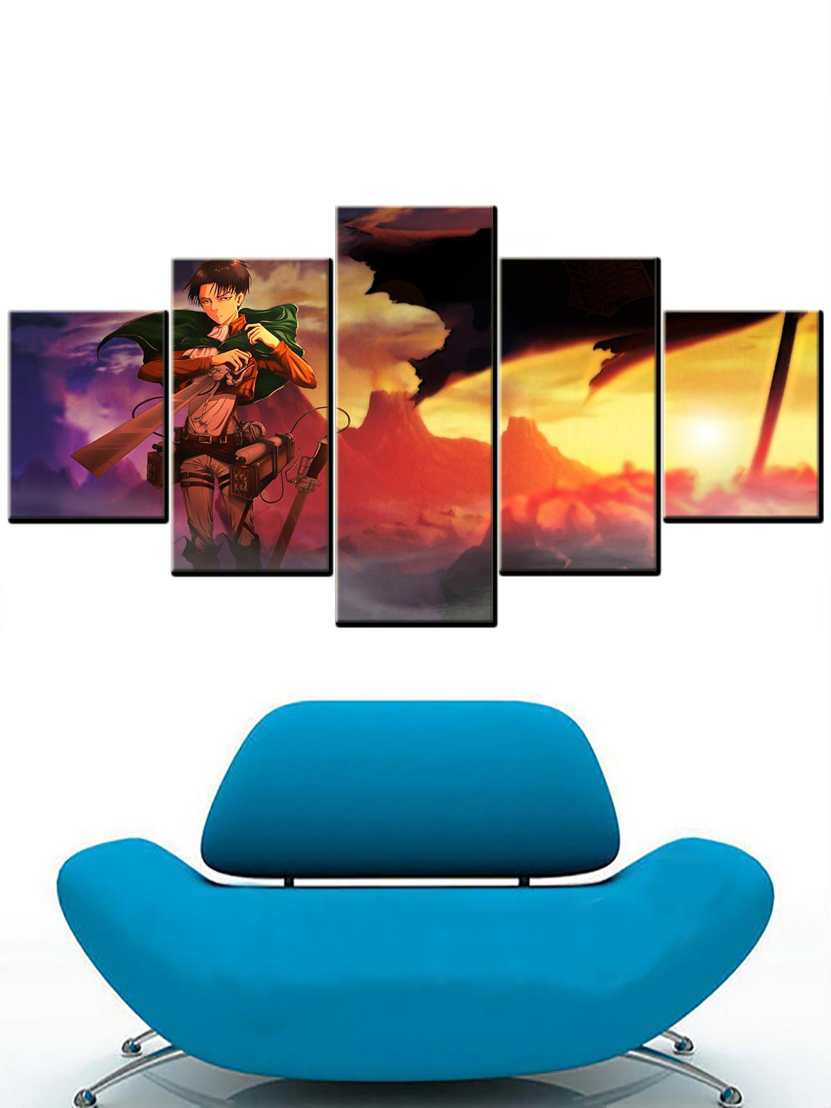 

5 шт. HD печатные модульные постеры Аниме Атака Титанов Современный домашний декор стен Картина Холст Украшение гостиной Работа без рамки 20x35cm*2 20x45cm*2 20x55cm*1