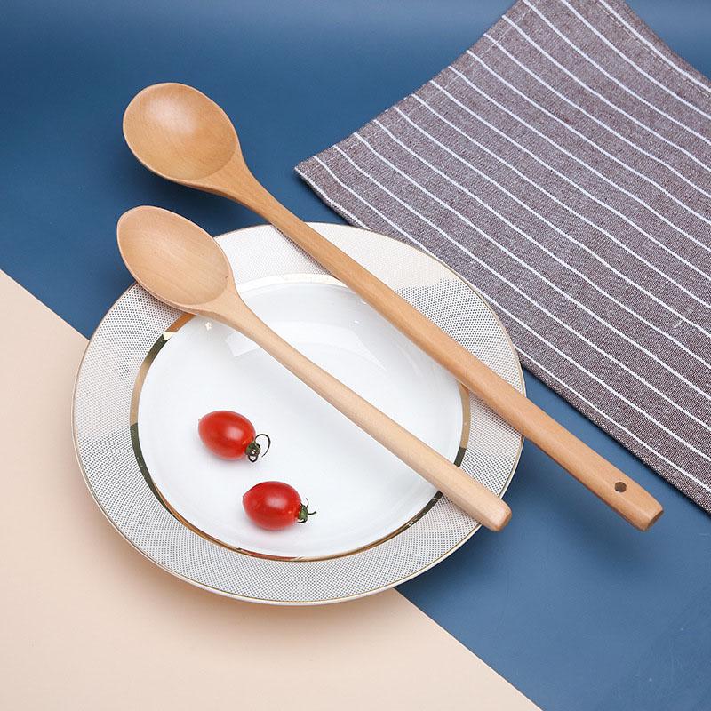 Long Handle Wooden Spoon Soup Ladle Wood Kitchen Tools Luxury Tableware Long Tea Spoons Japanese Style Accessories