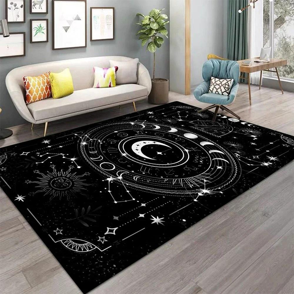 Witch Sun Moon Pentagram Carpet Altar for Living Room Gothic Decor Sofa Table Area Rugs Bathroom Doormat Anti-slip Floor Mats