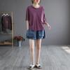 T-shirt da Donna Estiva Sottile Girocollo Manica Corta Larga Design Letterario Colore Unito Tasca Frontale Top