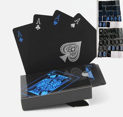 1 Set Wasserdichte Rein Schwarze Kunststoff Poker Brettspiel Karten PVC Magische Spielkarten Spielkarten