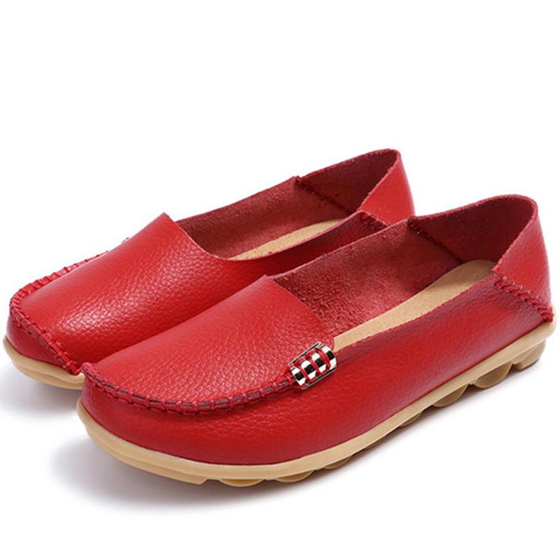 Flat Shoes Women Slip On Shoes For Women's Moccasins Genuine Leather Loafers Women Flats Ladies Shoes Plus Size Sapato Feminino