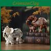 Elephant Resin Statue With Wood Finish For Office Decor Gifts And