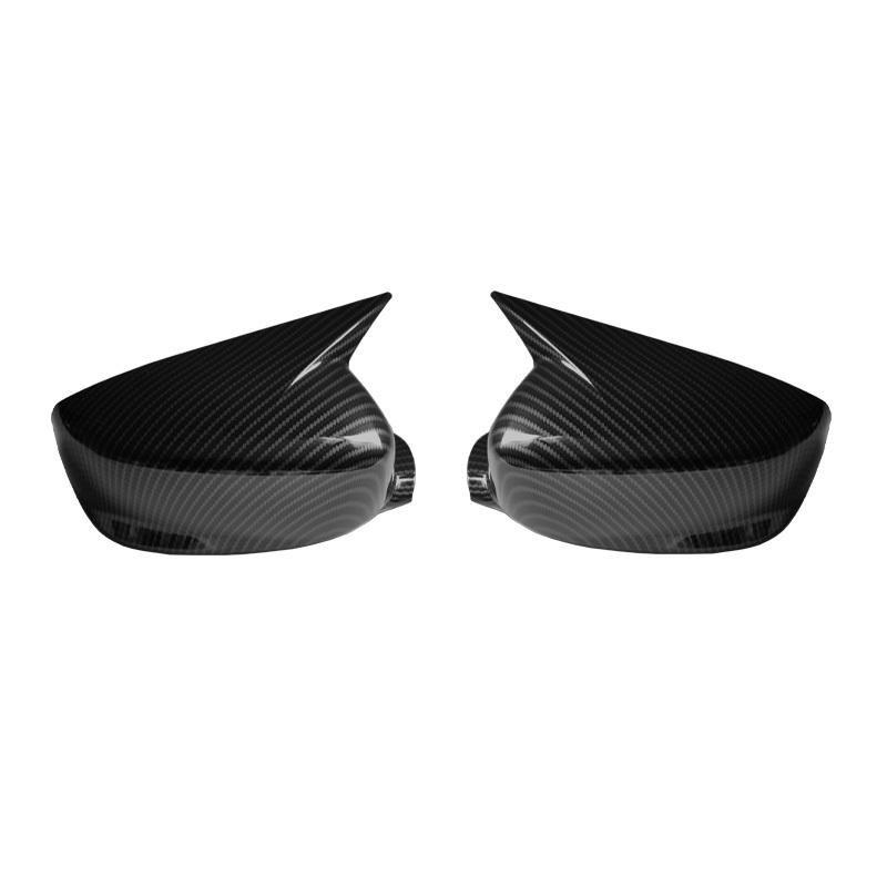 For Honda Accord 9th 2014-2017 Car Reaview Mirror Cover Trim Horn Style Door Sedan Carbon Fiber Style Glossy Black