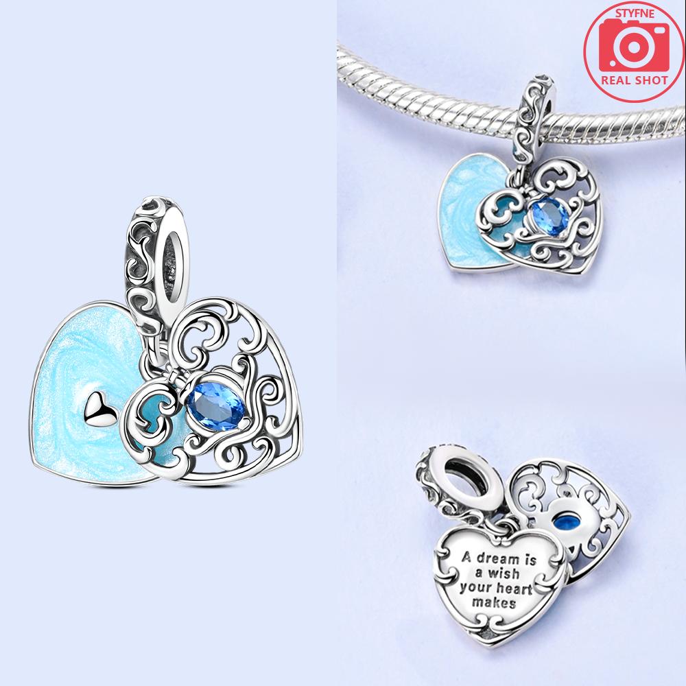 Rose Gold Pink Zircon Love Heart Beads Fit Bracelet Charms Copper Original Jewelry Women Diy Accessories