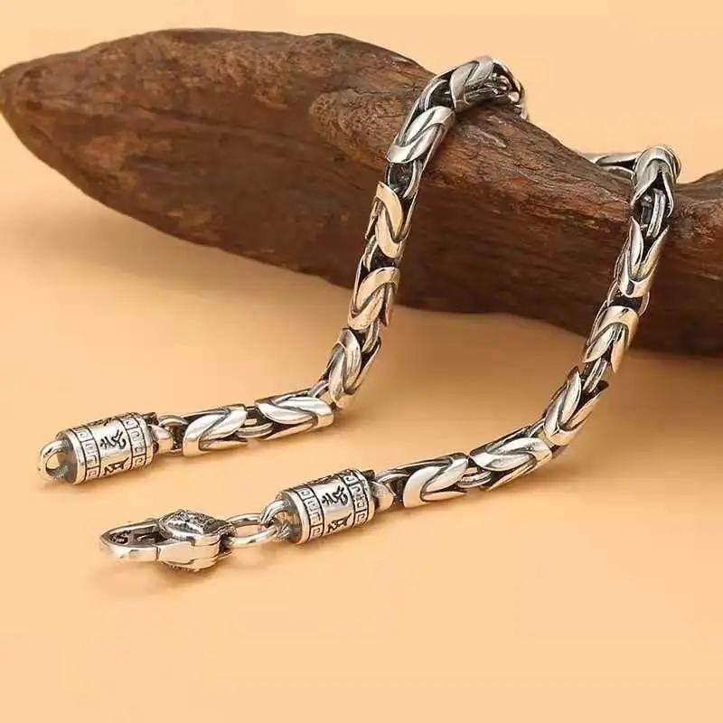 New Retro Silver 5mm Men's Safe Braided Bracelet Trendy Hip-hop Niche  for Boyfriend Gift Jewelry Accessories