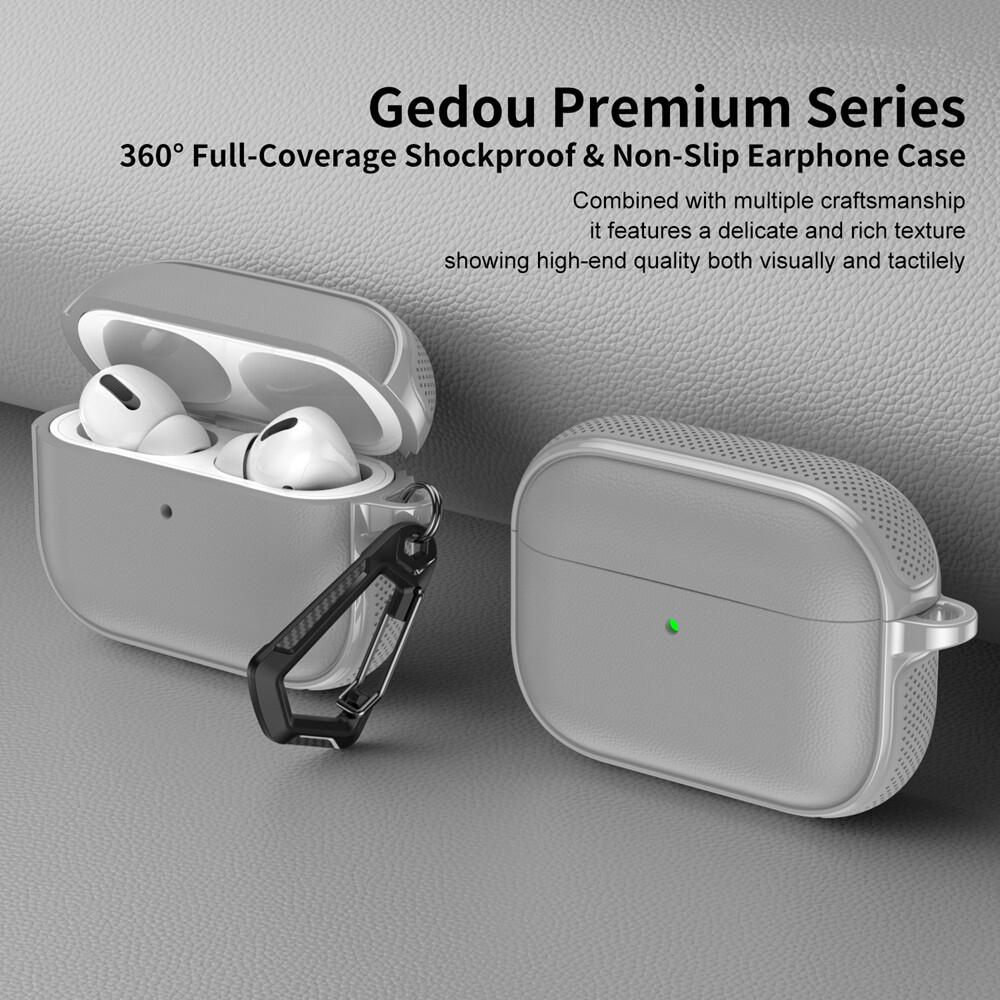 KEYSION Earphone Case for AirPods Pro 3 2 Leather Texture Soft TPU Silicone With Hook Shockproof Headphone Cover for AirPods 4