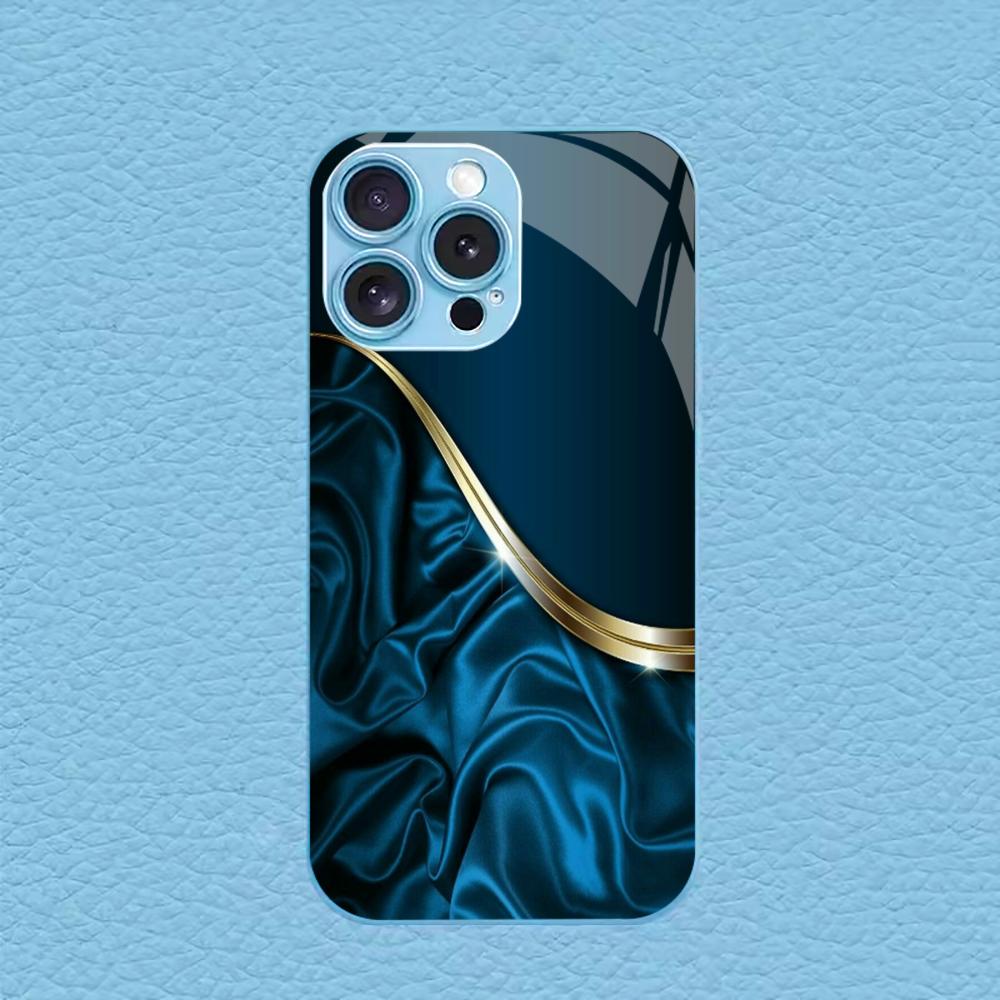 Business Blue Texture Man Protect PhoneCase Glass PhoneCase for iPhone 17 16 15 14 13 12 11pm Pro Plus Dropresistant Cellphone