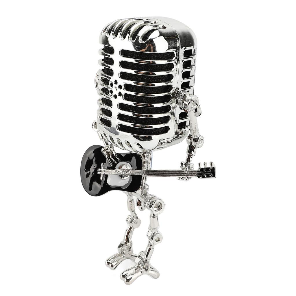 Vintage Microphone Guitar Robot Table Lamp Aluminum Retro Metal Robot Night Light for Bedroom Desk
