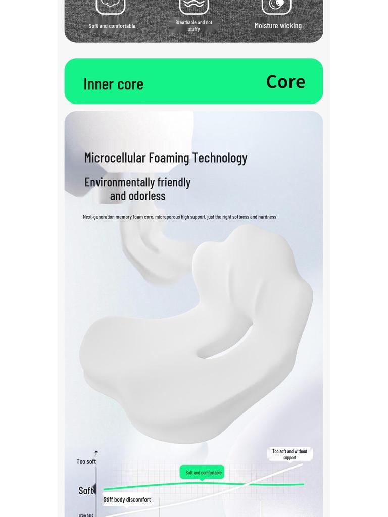 Ergonomic Integrated Seat & Backrest Cushion for Office, Student, and Car Support