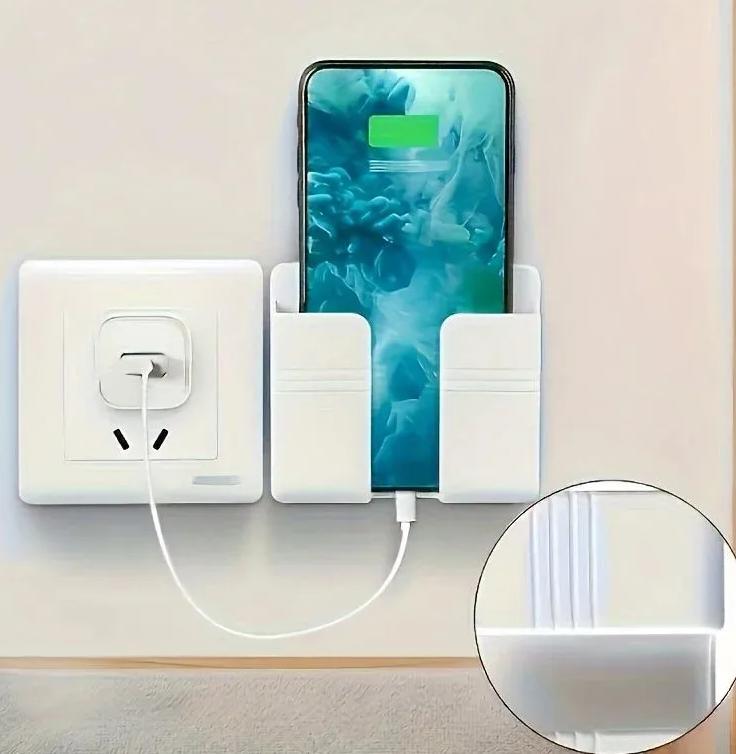 Adhesive Wall Mount Phone Charging Stand and Remote Control Holder for Devices