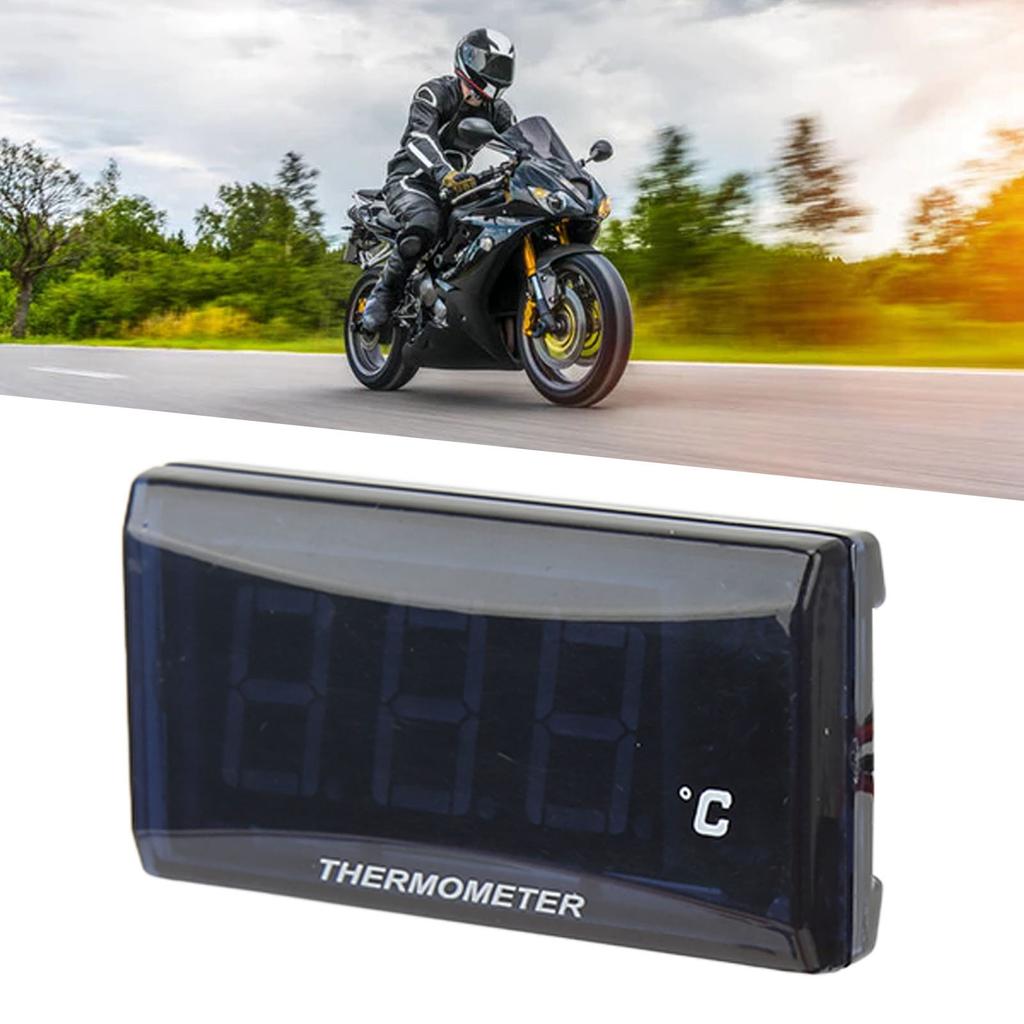 Motorcycle 12V LCD Super Slim Water Temperature Gauge With 18mm Sensor Adapter Replacement for