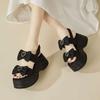 Popular Platform Sandals Women's New Models In the Summer of 2025 Wear Bows To Increase the Height of Small Roman Sandals