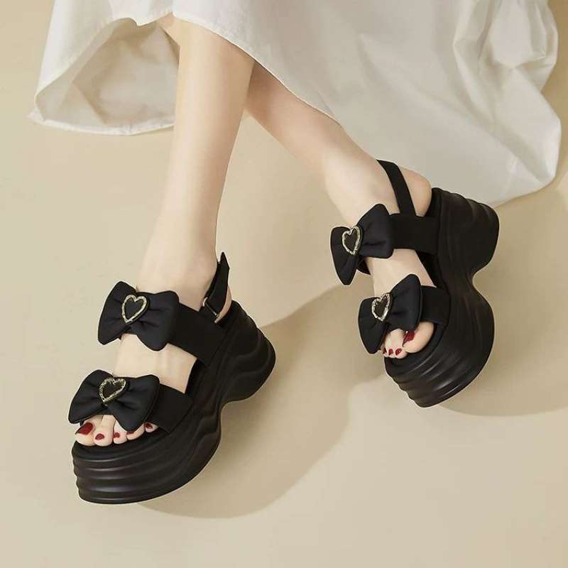 Popular Platform Sandals Women's New Models In the Summer of 2025 Wear Bows To Increase the Height of Small Roman Sandals