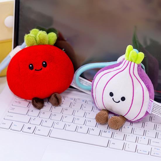 Süßer Obst-Gemüse-Schlüsselanhänger mit tragbarer Aufhängeschnalle Plüsch-Rucksack-Anhänger Hautfreundliches Quetschspielzeug Stressabbau Fidget Geschenk für Kinder Erwachsene