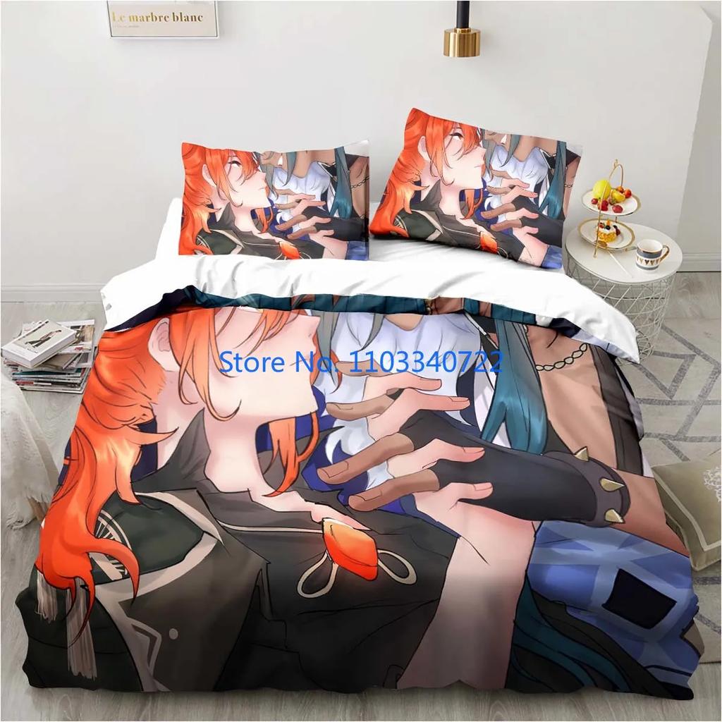 Cartoon Anime Genshin Impact Game Bedding Duvet Cover Print Comforter Cover Bedclothes for Boy Girl Bedding Sets Bedroom Decor