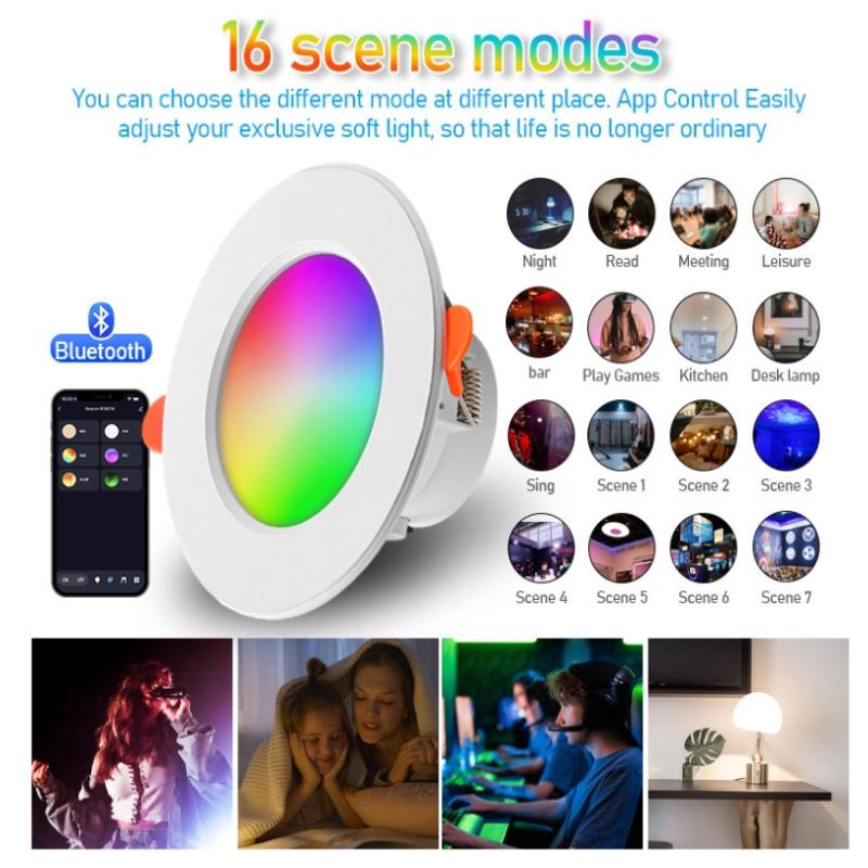 Led Downlight 10W Recessed Downlights Rgb App Remote Control Color Changing Light Led Spot Lamp For Home Decor Lighting