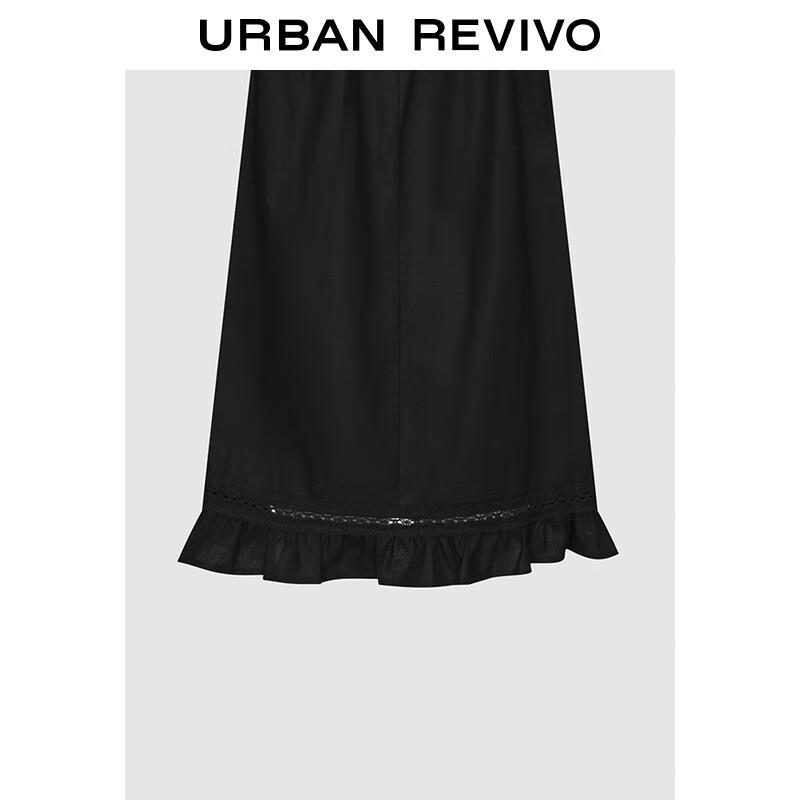 UR 2025 Autumn French Retro Spliced Lace Dress