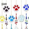 Soft Decoration Gift For Pet Owners Crystal Cat Paw Wind Chimes, Suncatchers for Windows Hanging, Swaying Layered Beads Decor Prism Rainbow