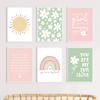 Pastel Sun Rainbow Flowers Butterfly Girl Quotes Wall Art Canvas Painting Nordic Posters Prints Pictures Kids Room Bedroom Decor