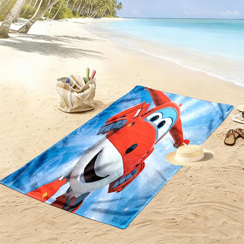 Super Wings Print Beach Towel, Large Soft Quick Dry Towel for Beach Camping Swimming