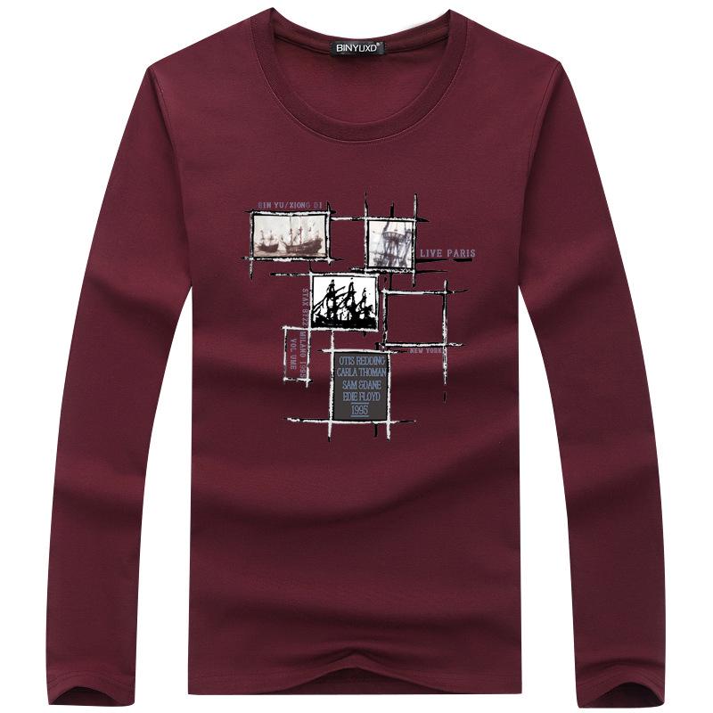

Мужская хлопковая футболка, осенне-зимняя мужская модная футболка, весенняя повседневная футболка с длинными рукавами и круглым вырезом, музыкальный узор 3XL