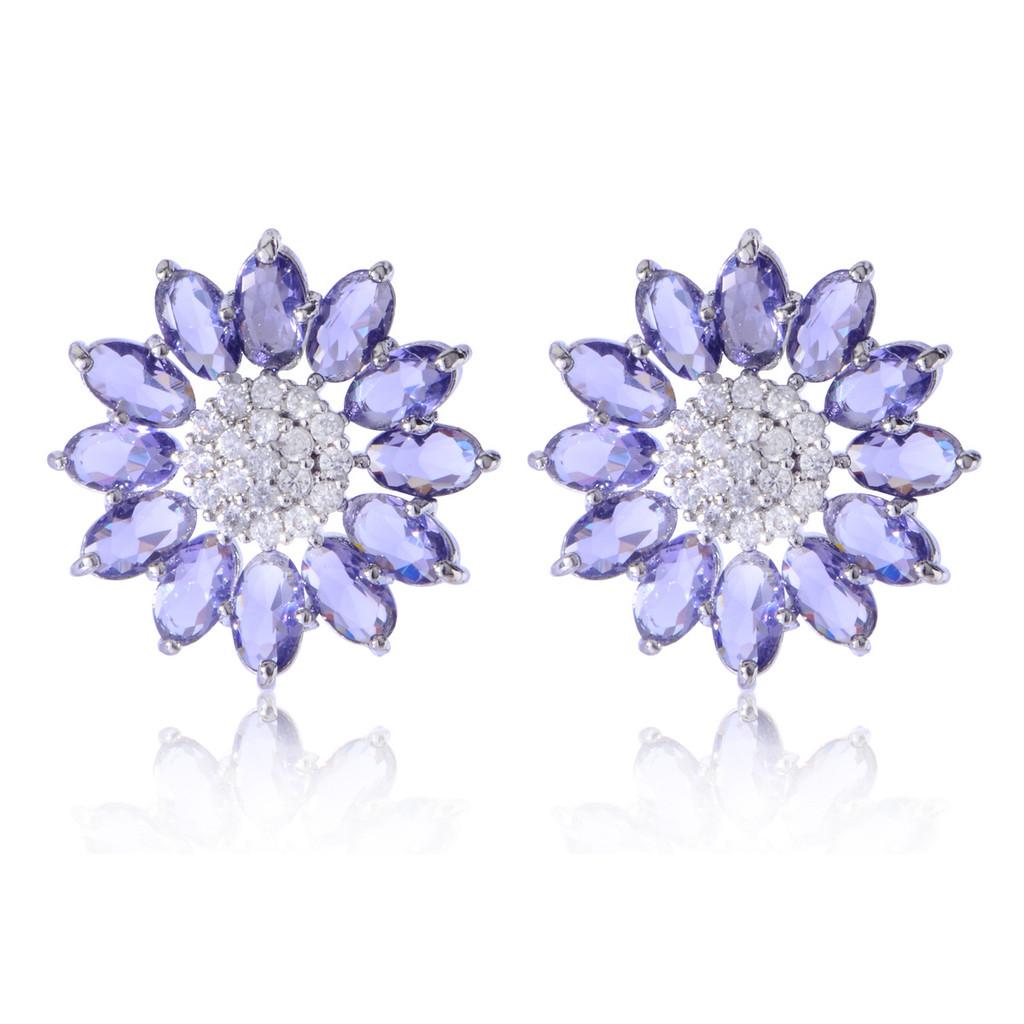 Sunflower Zircon Earrings For Women Elegant Floral Jewelry Gift For Her