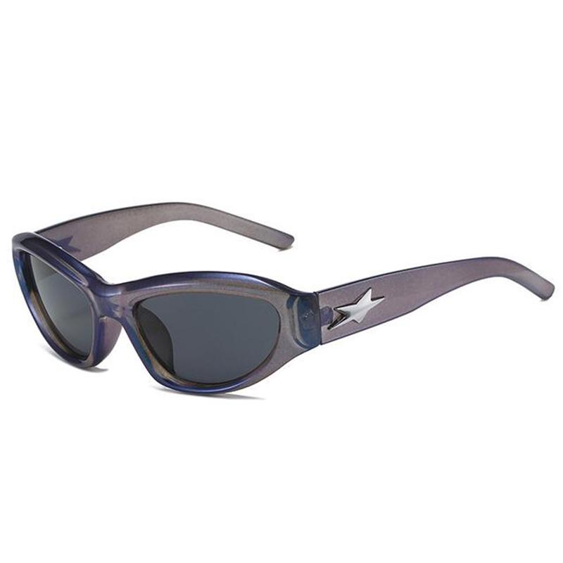 Vintage Fashion  Cat Eye Rivet Star Sunglasses Women For Men Luxury Brand Designer Punk Sun Glasses Trend Pink Sport Goggle