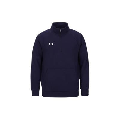Sudadera UA Rival de cuello alto con estampado de logo, corte holgado, manga raglán larga para hombre, azul marino 1386016-410