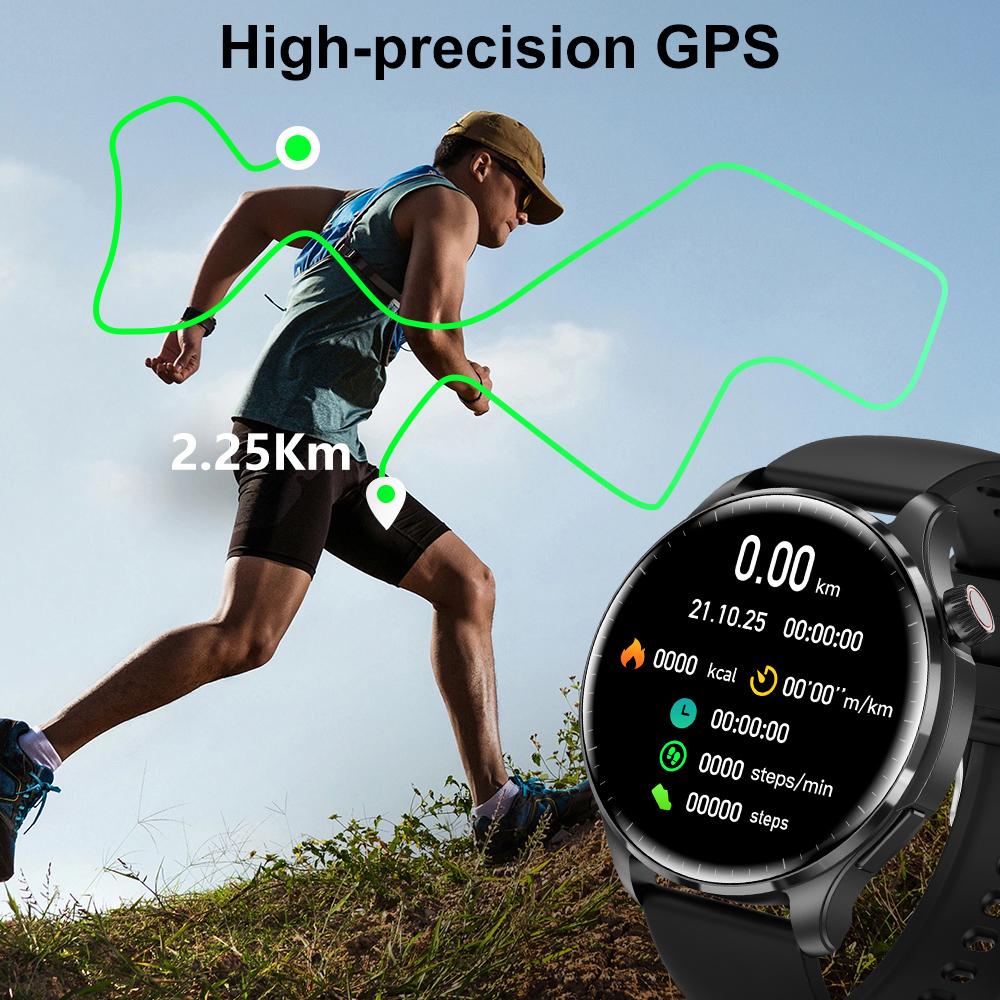 KEYSION 2025 New 1.53'' 48mm Bluetooth Call Smart Watch Men Sport SPO2 Heart Rate Health Monitoring GPS NFC Smartwatch for Android IOS Phone