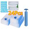 1-24Pcs Vacuum Storage Bags Vacuum Seal Bag Reusable Space Saving Bags Folding Compressed Organizer Bag For Clothes Bedding
