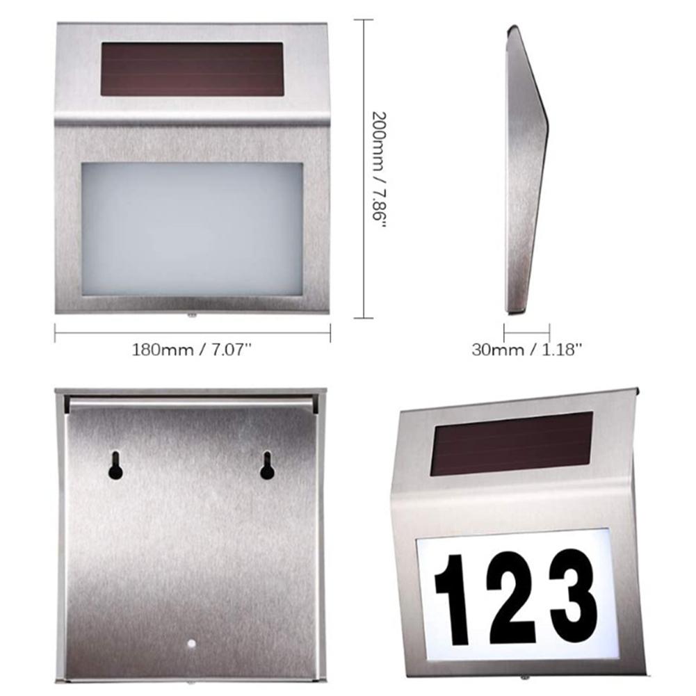 Solar Doorplate Lamp Stainless Steel Outdoor Waterproof Led Wall Light Lighting Decorative For Garden