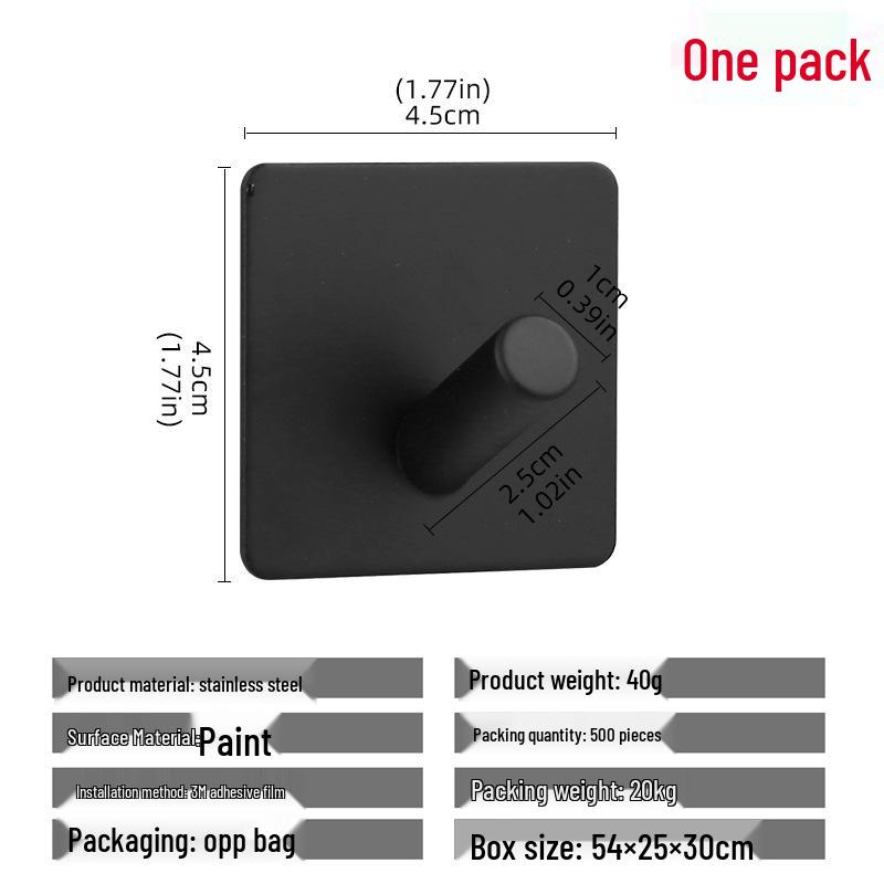 304 Stainless Steel Adhesive Clothes Hook - Punch-Free, Strong Hold, Behind-Door Mount