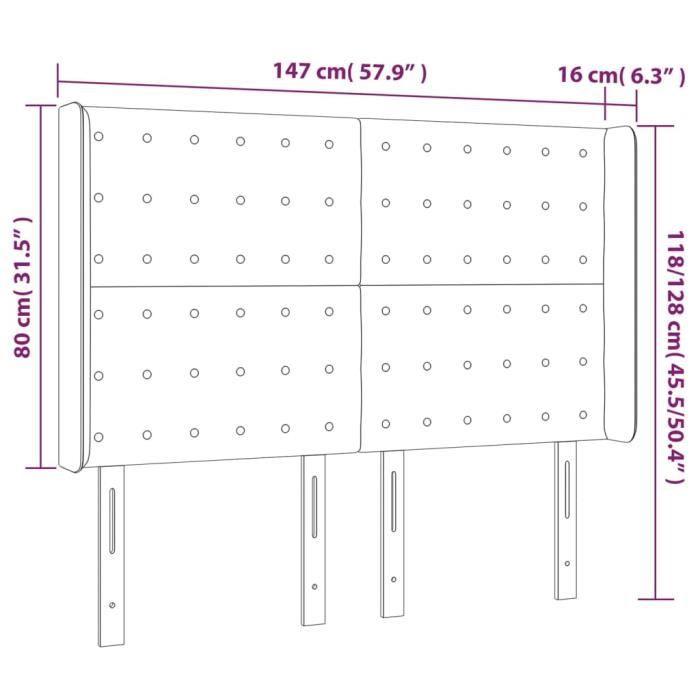 VidaXL Tête de lit avec oreilles Taupe 147x16x118-128 cm Tissu3120016