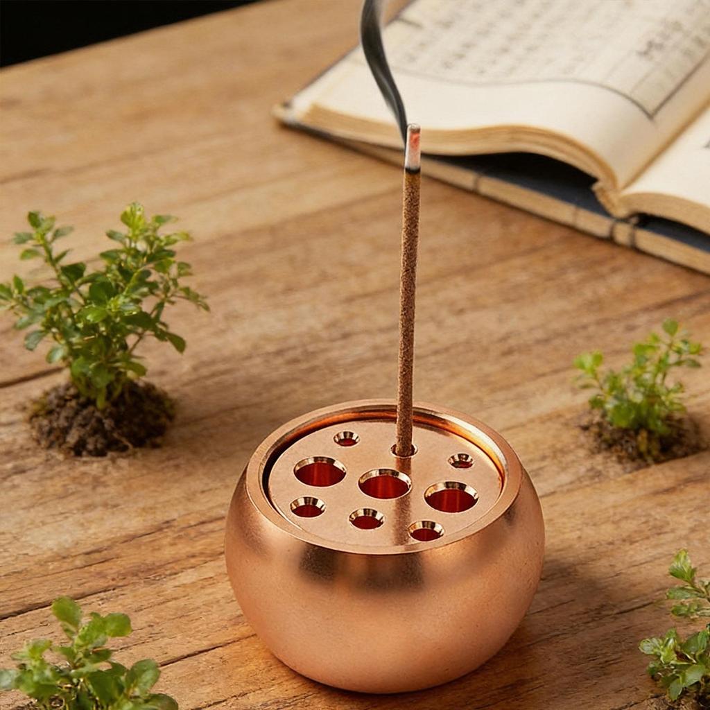 Pure Copper Incense Cone Holder Multi Stick Support Fragrance Diffuser for Office Desk Ornament and Decor