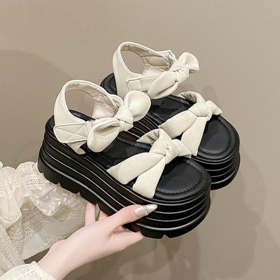 8CM High Platform Sandals Women New Summer Breathable High Heels Ladies Butterfly-knot Sneakers Wedges Chunky Slippers Sandalias