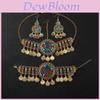 Fashionable Simulated Turquoise Decor Multi Layer Chain Design Women Headwear For Travel Souvenirs