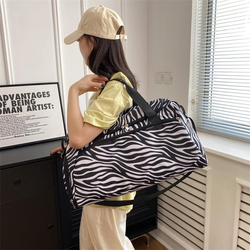 New Large-capacity Sports Shoulder Bag, Student Business Travel Bag, Cow Pattern Tie Rod Bag, Independent Shoe Compartment