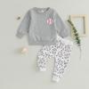 Kids Boys Fall Outfits 12M 18M 24M 3Y 4Y 5Y Baseball Print Crew Neck Long Sleeve Sweatshirts and Elastic Waist Long Pants 2Pcs Clothes Set