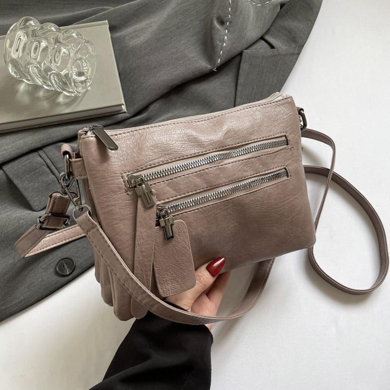 Women's Shoulder Bag Multi-Layer Crossbody Bag Soft Leather Mobile Phone Bag