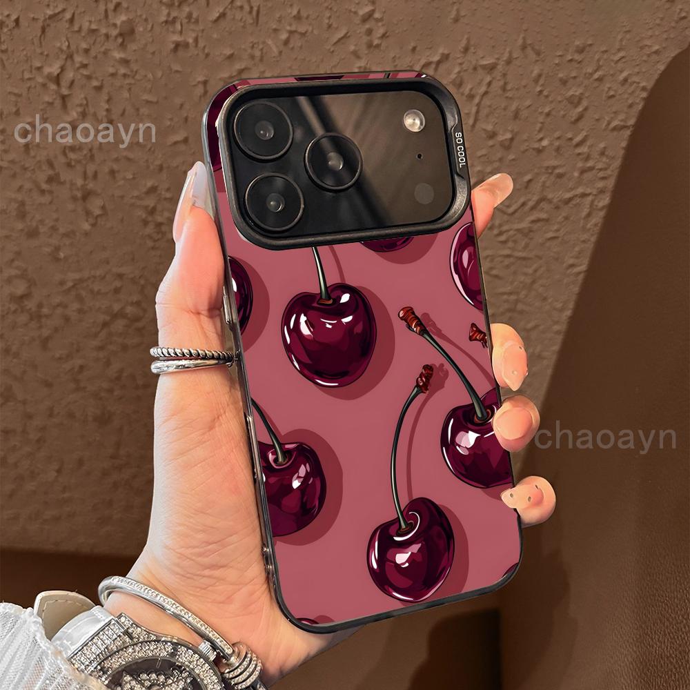 Red cherry design Phone Case case for iPhone17 16 15 14 13 12 11 Pro/ Max/Plus shock-proof rear cover anti-fingerprint