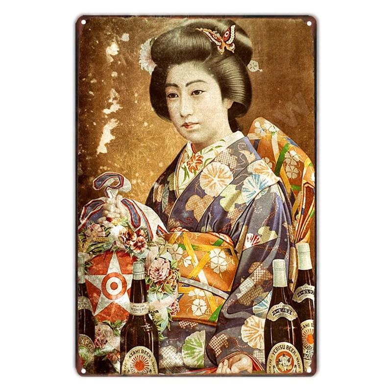 Vintage japonský plechový cedule na pivo Nástěnná umělecká dekorace Plakát Cedule na světlé pivo pro kuchyň bar klub domácí dekorace Kovová billboard