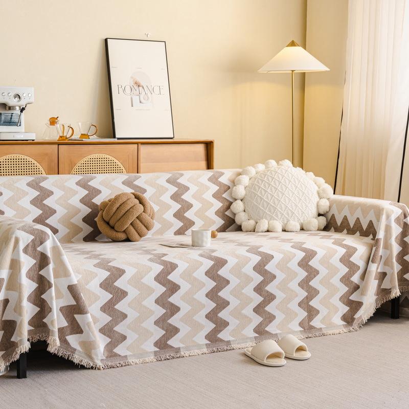 EIFLOY-Striped Chenille Couch Cover Blanket, for Sofa Corner, 2, 3 Seater, Sofa Towel Throw, One Piece, Universal for Pets Kids